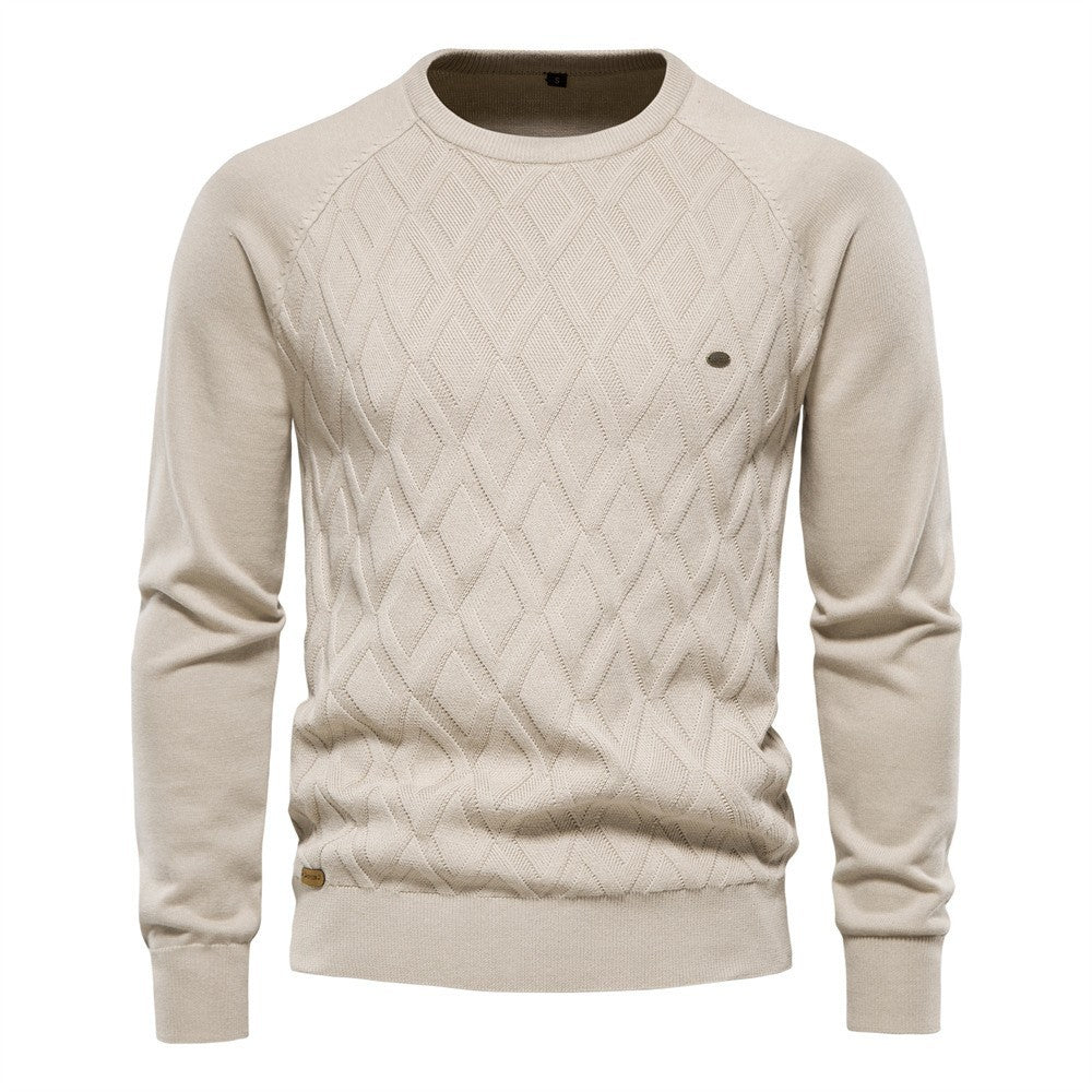 Diamond Knit Crew Sweater - Ahaselected
