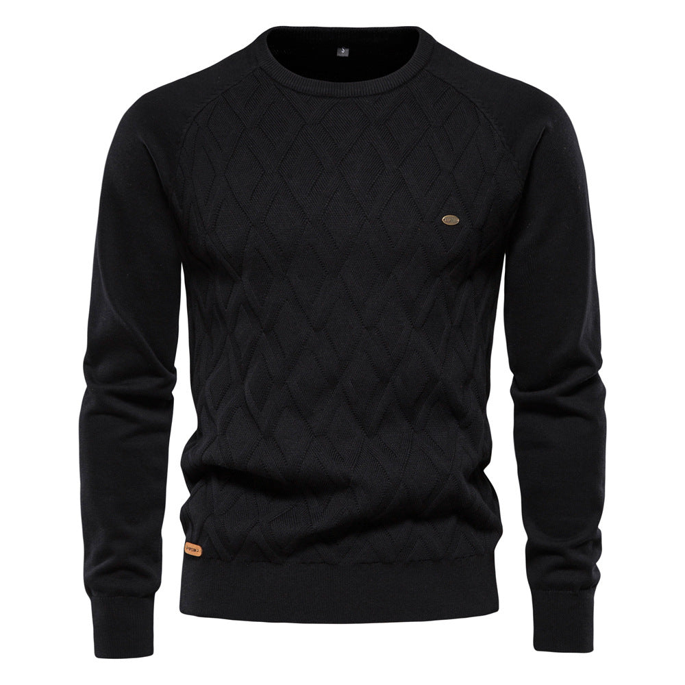 Diamond Knit Crew Sweater - Ahaselected