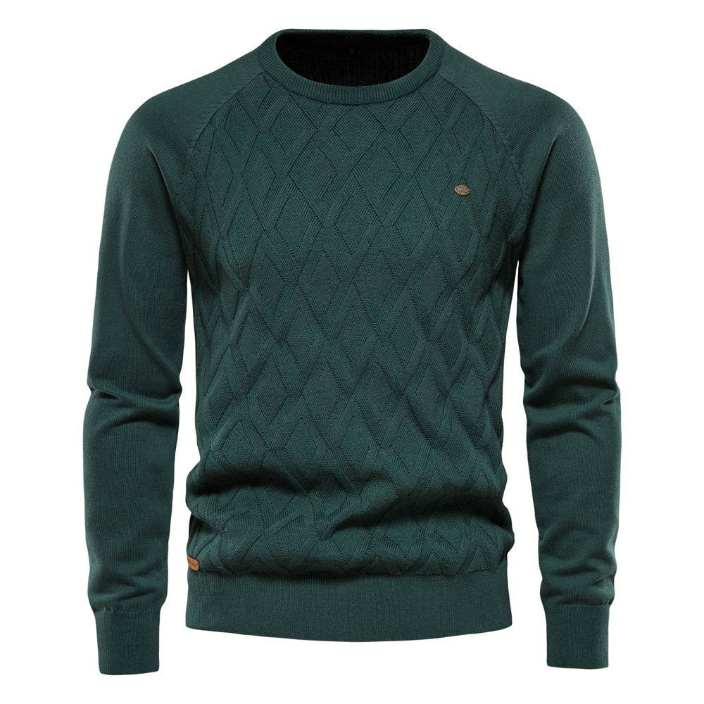 Diamond Knit Crew Sweater - Ahaselected