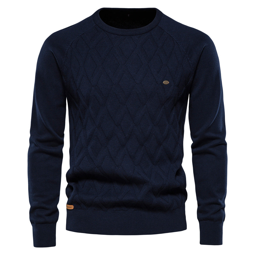 Diamond Knit Crew Sweater - Ahaselected
