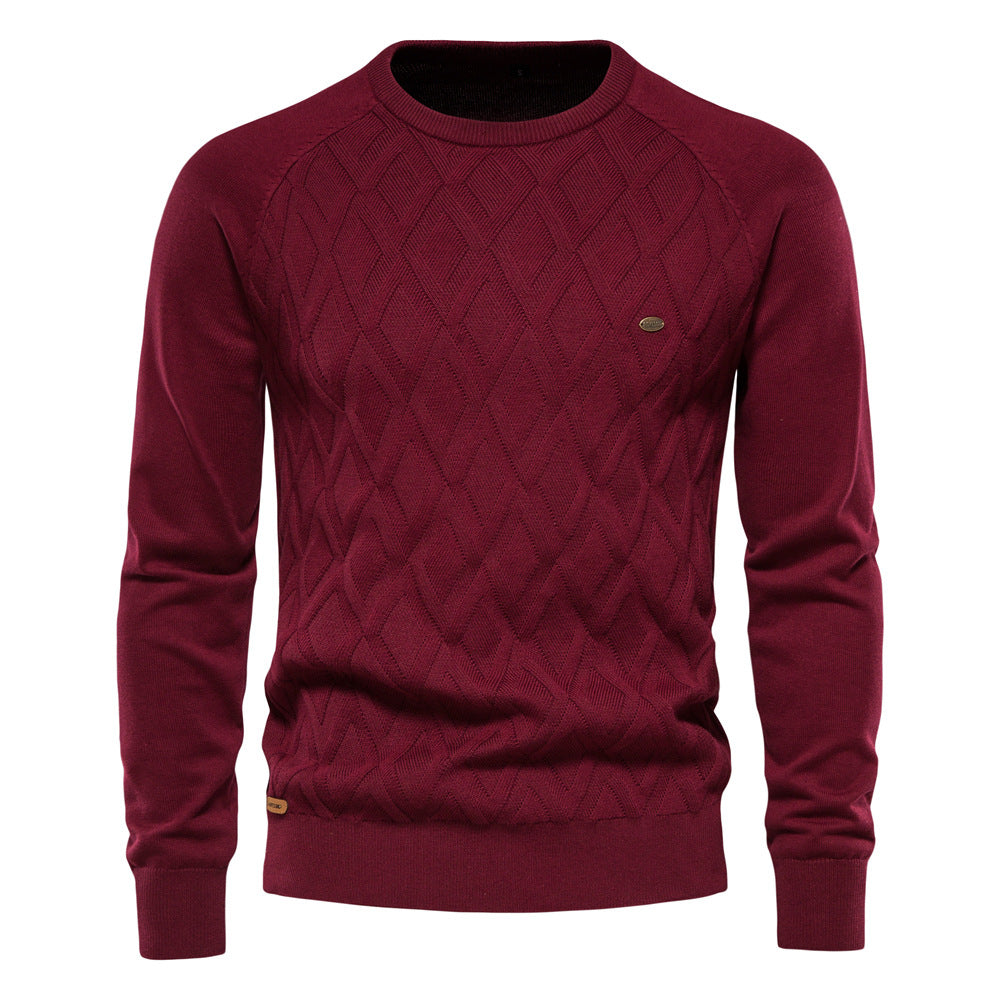Diamond Knit Crew Sweater - Ahaselected