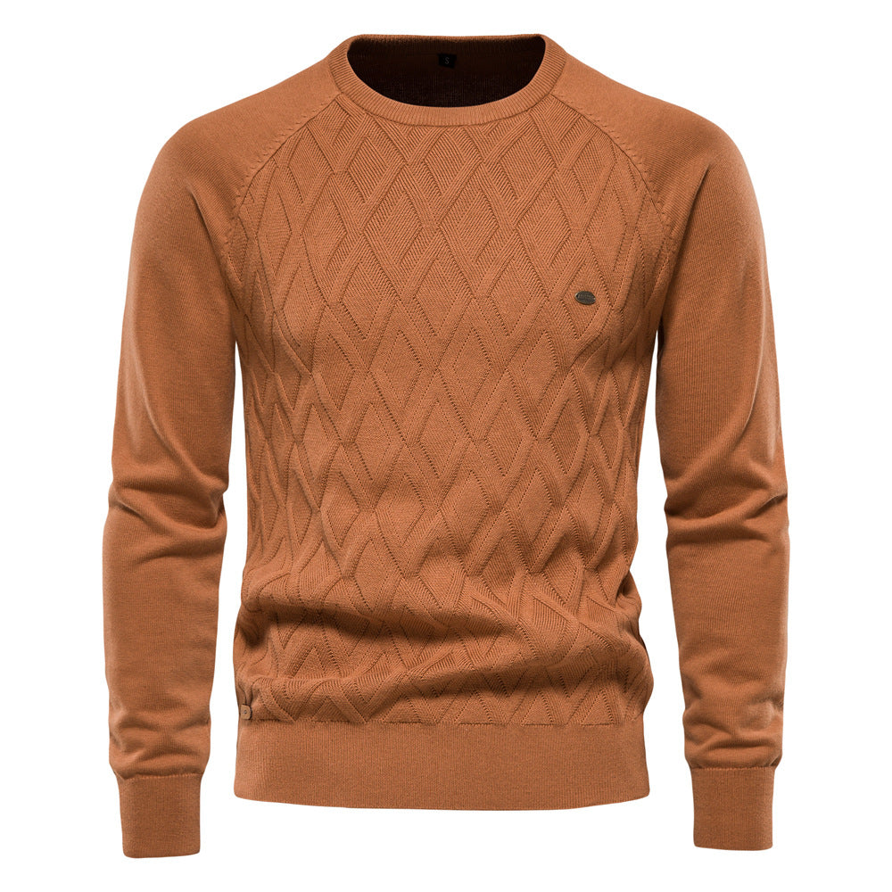 Diamond Knit Crew Sweater - Ahaselected