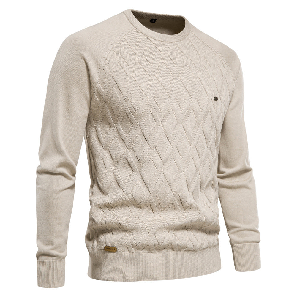 Diamond Knit Crew Sweater - Ahaselected