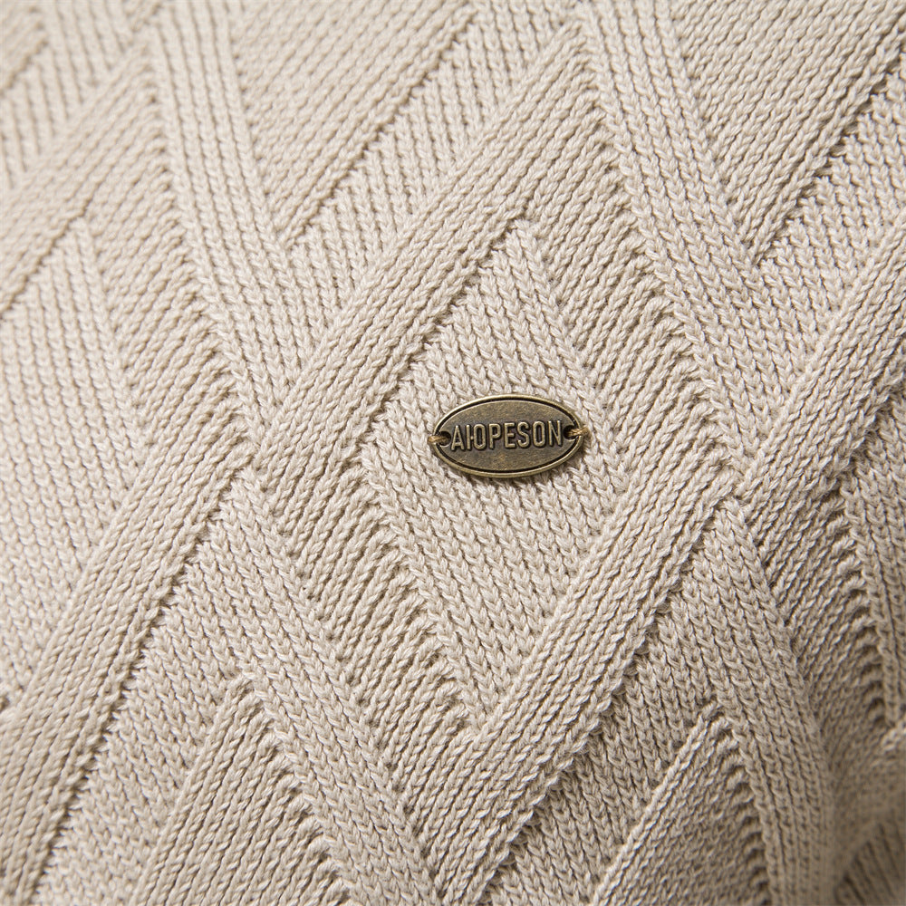 Diamond Knit Crew Sweater - Ahaselected