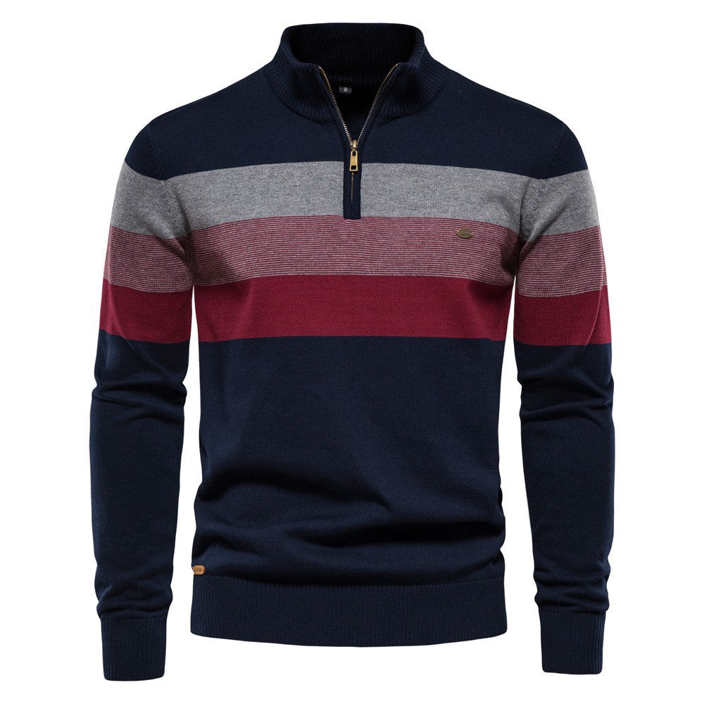 Classic Colorblock Half-Zip Sweater - Ahaselected
