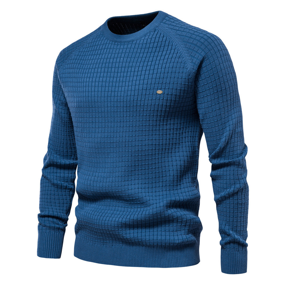 Classic Grid Crew Neck Sweater - Ahaselected