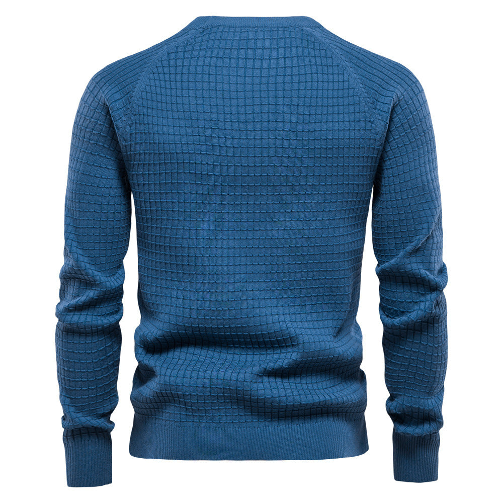 Classic Grid Crew Neck Sweater - Ahaselected