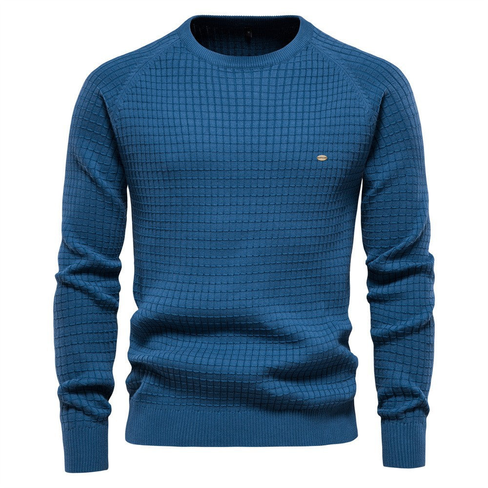 Classic Grid Crew Neck Sweater - Ahaselected