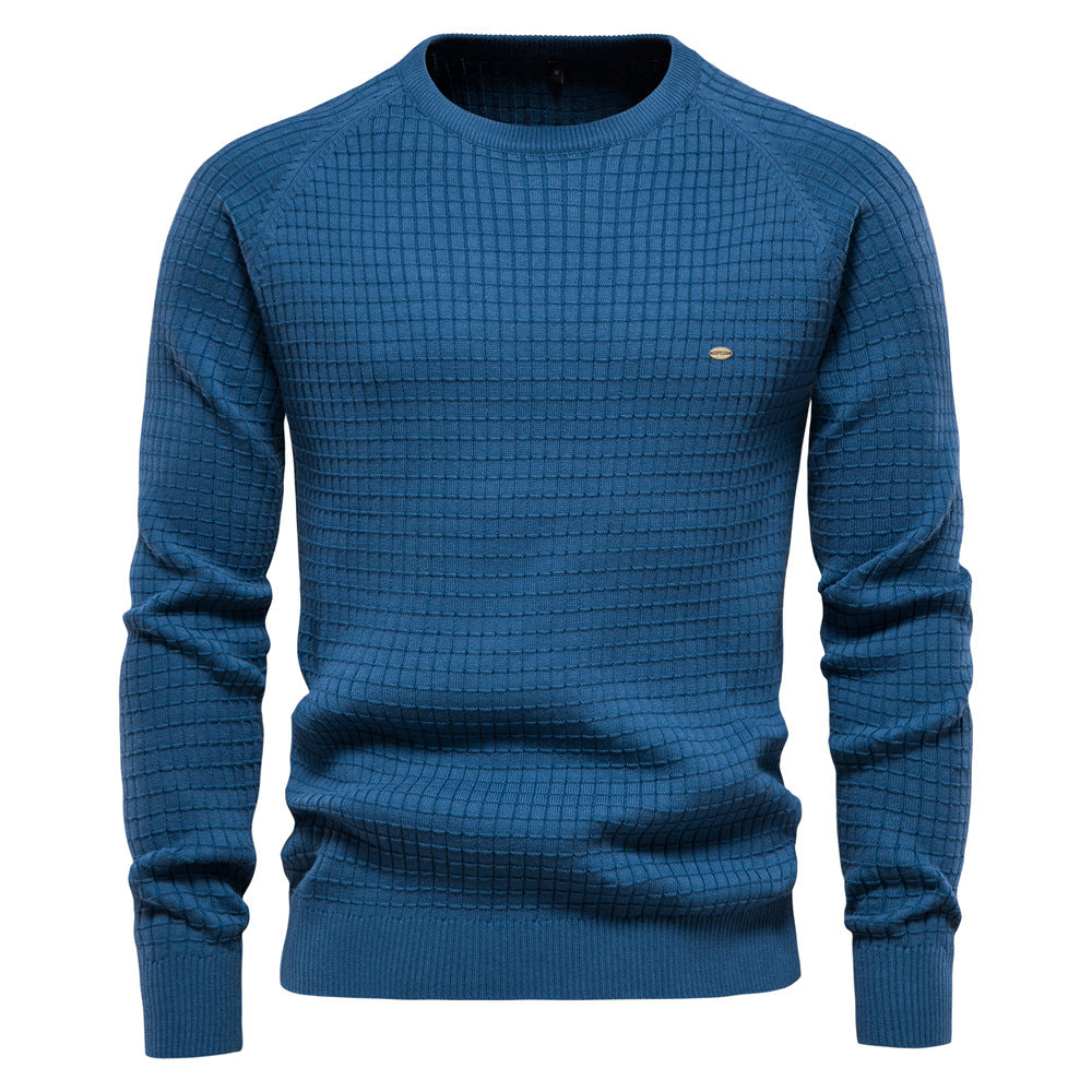 Classic Grid Crew Neck Sweater - Ahaselected