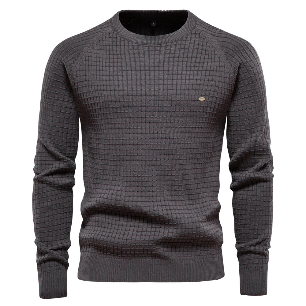 Classic Grid Crew Neck Sweater - Ahaselected
