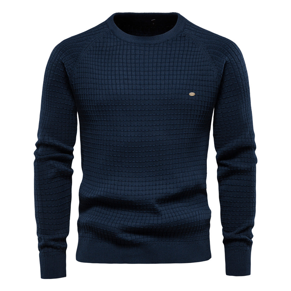 Classic Grid Crew Neck Sweater - Ahaselected
