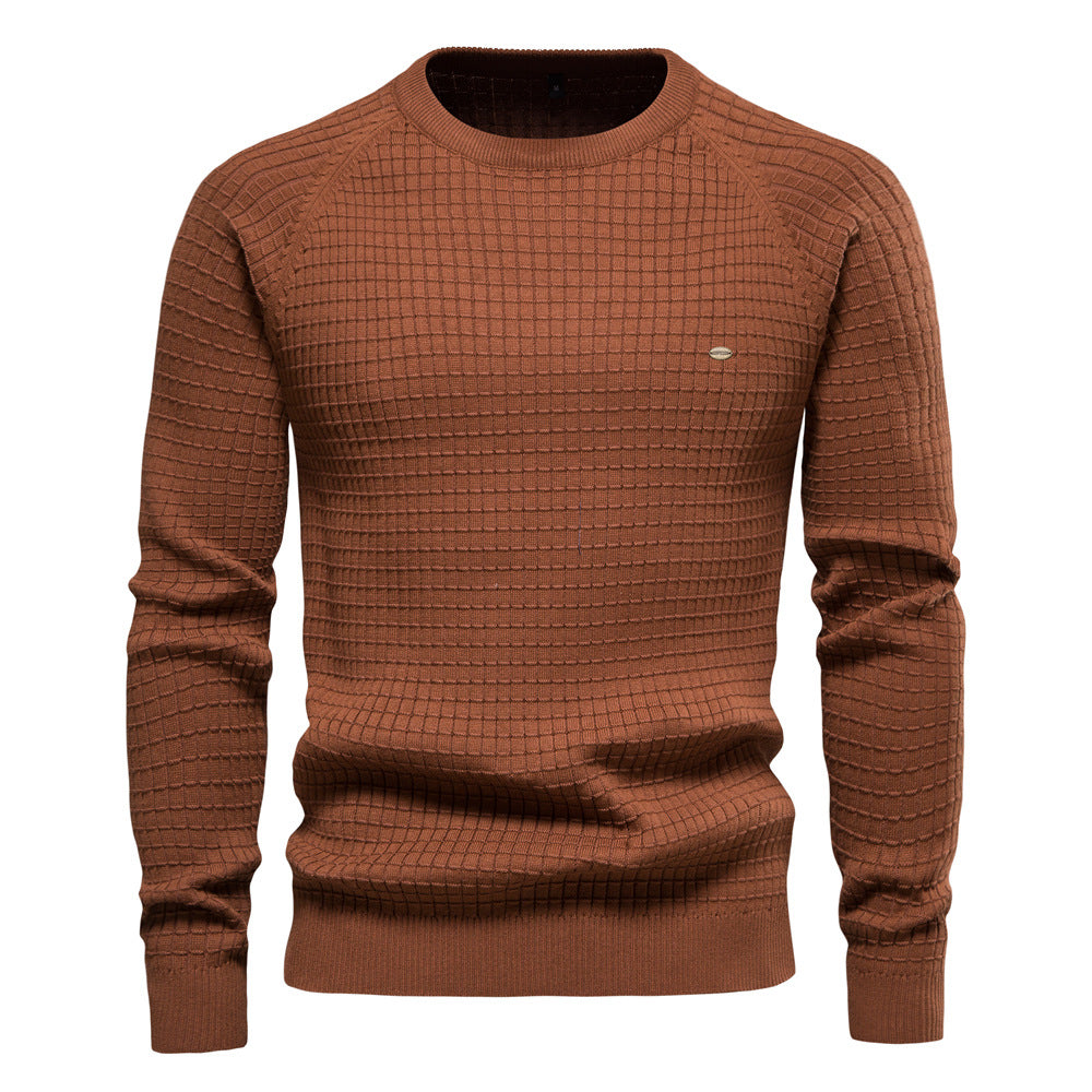 Classic Grid Crew Neck Sweater - Ahaselected