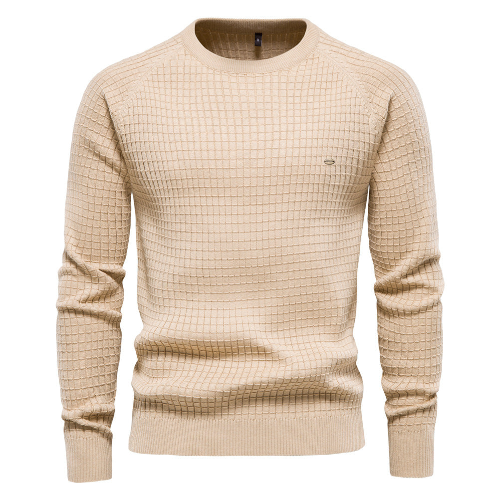 Classic Grid Crew Neck Sweater - Ahaselected