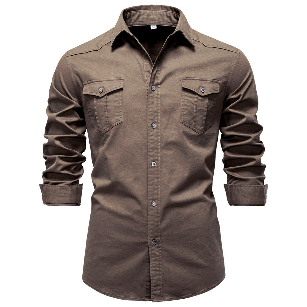 Classic Cotton Blend Button-Up Shirt - Ahaselected