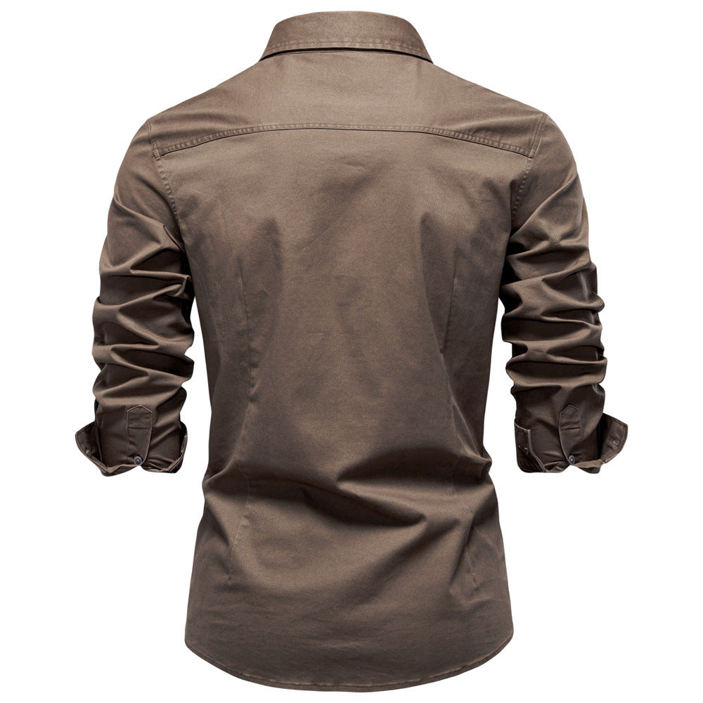Classic Cotton Blend Button-Up Shirt - Ahaselected