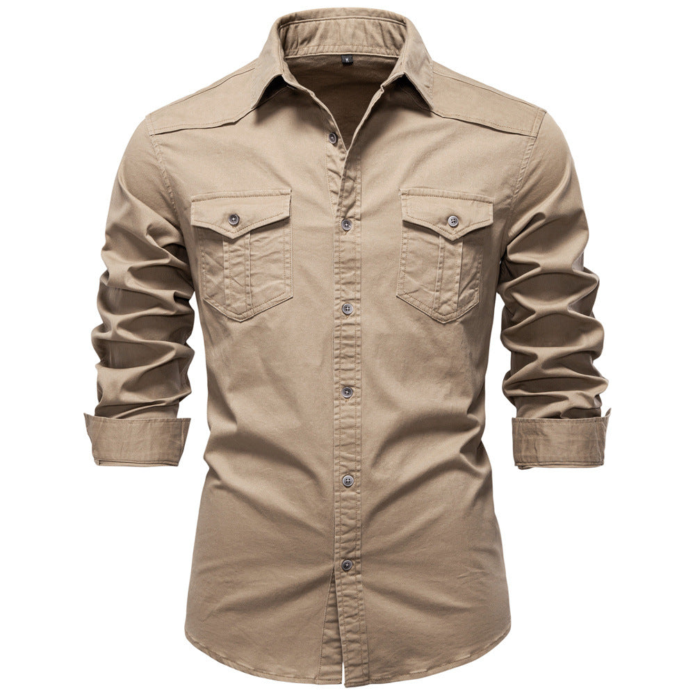 Classic Cotton Blend Button-Up Shirt - Ahaselected