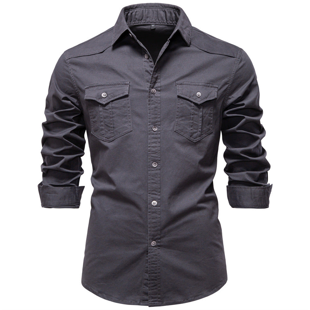 Classic Cotton Blend Button-Up Shirt - Ahaselected