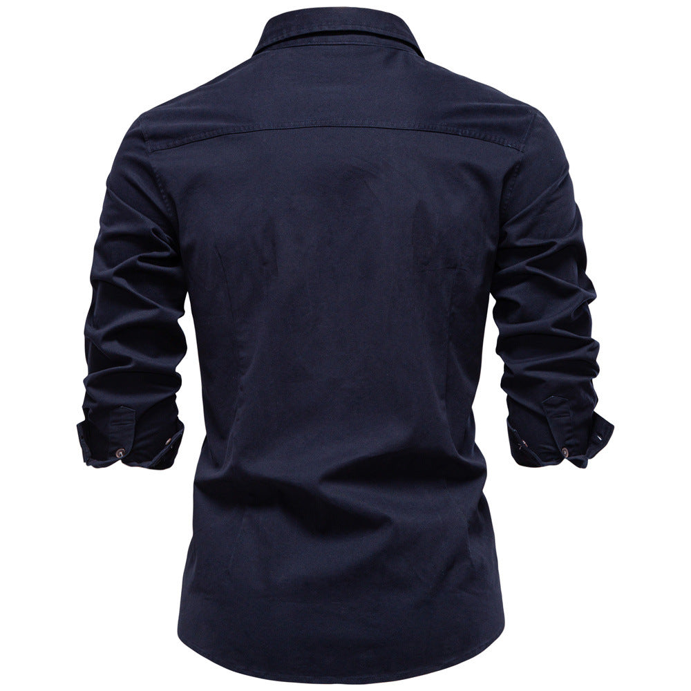 Classic Cotton Blend Button-Up Shirt - Ahaselected