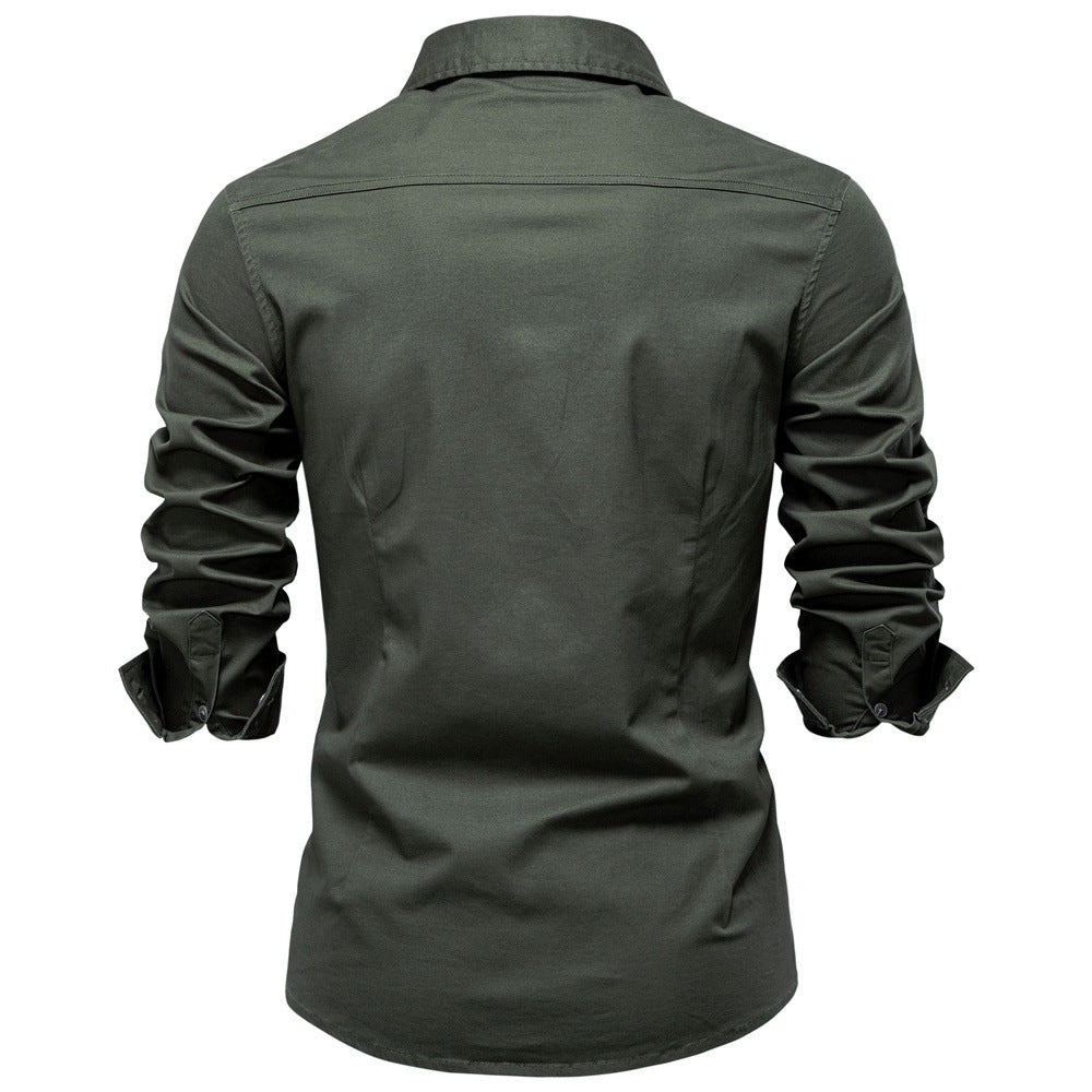 Classic Cotton Blend Button-Up Shirt - Ahaselected