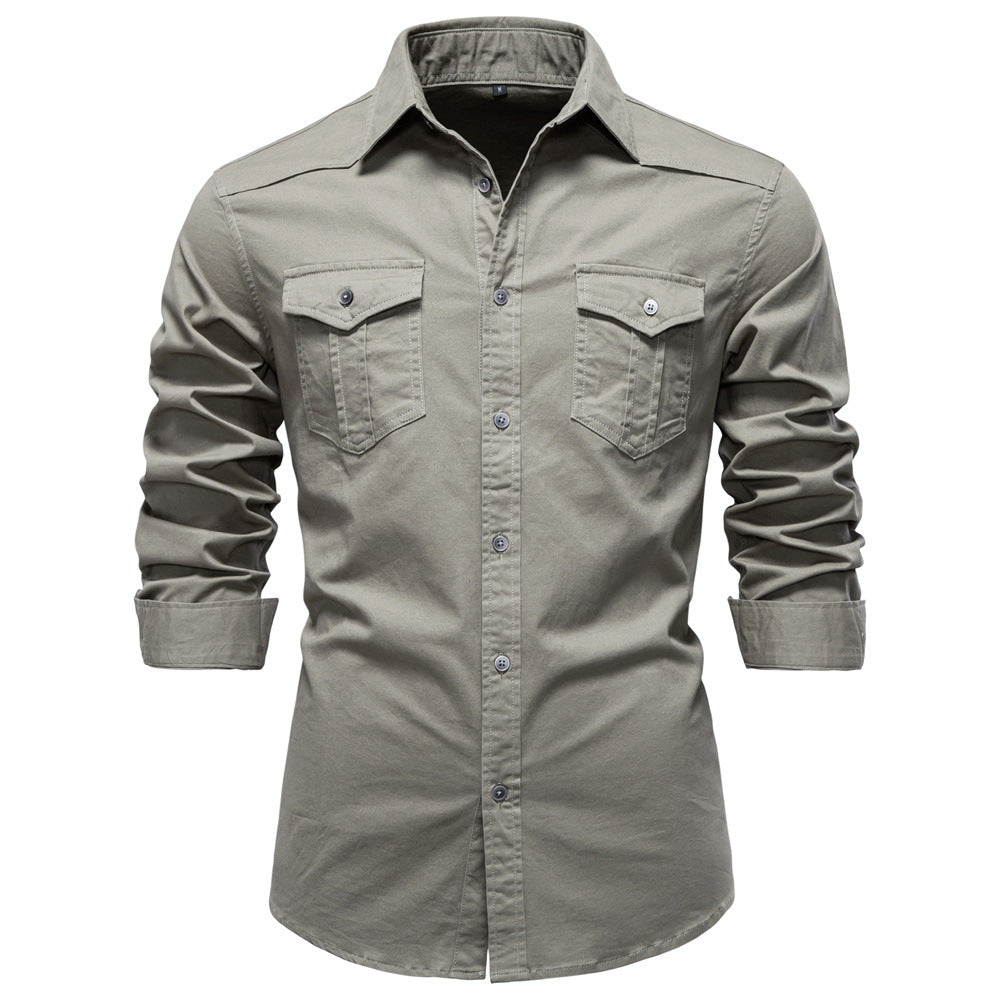 Classic Cotton Blend Button-Up Shirt - Ahaselected