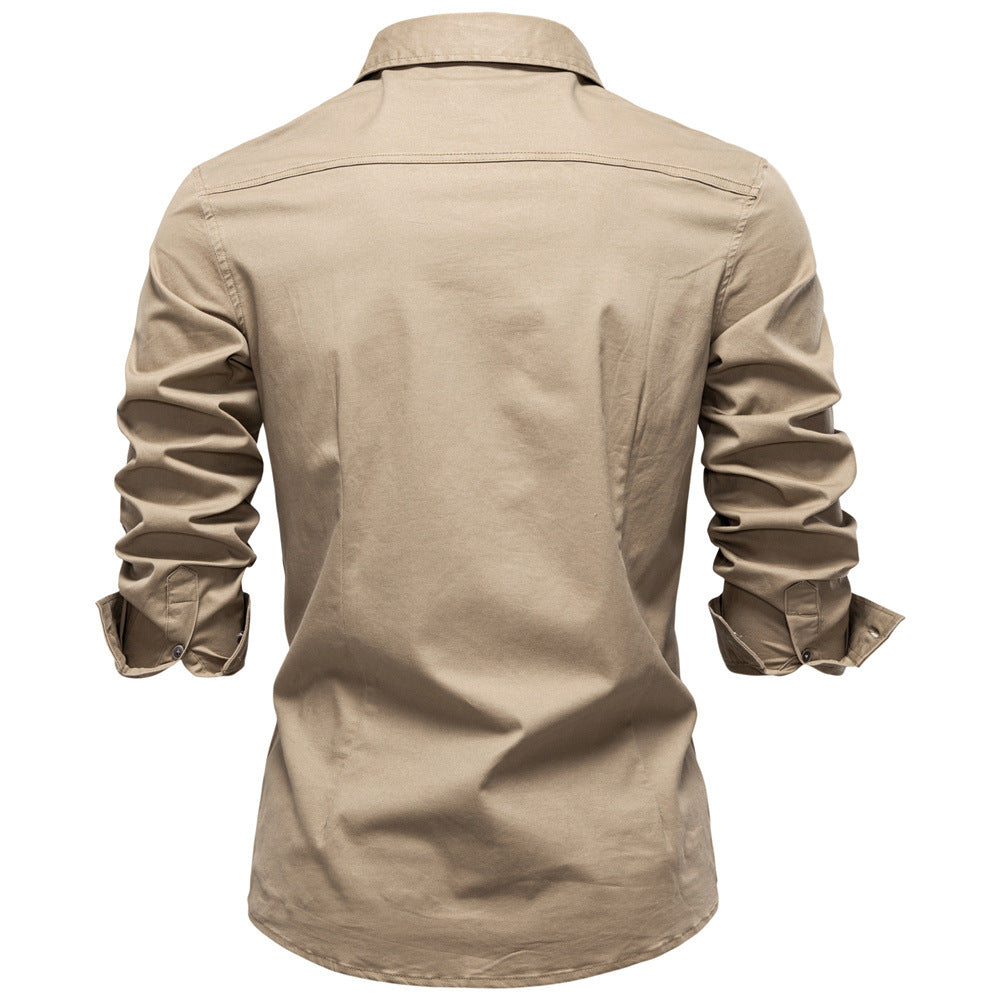 Classic Cotton Blend Button-Up Shirt - Ahaselected