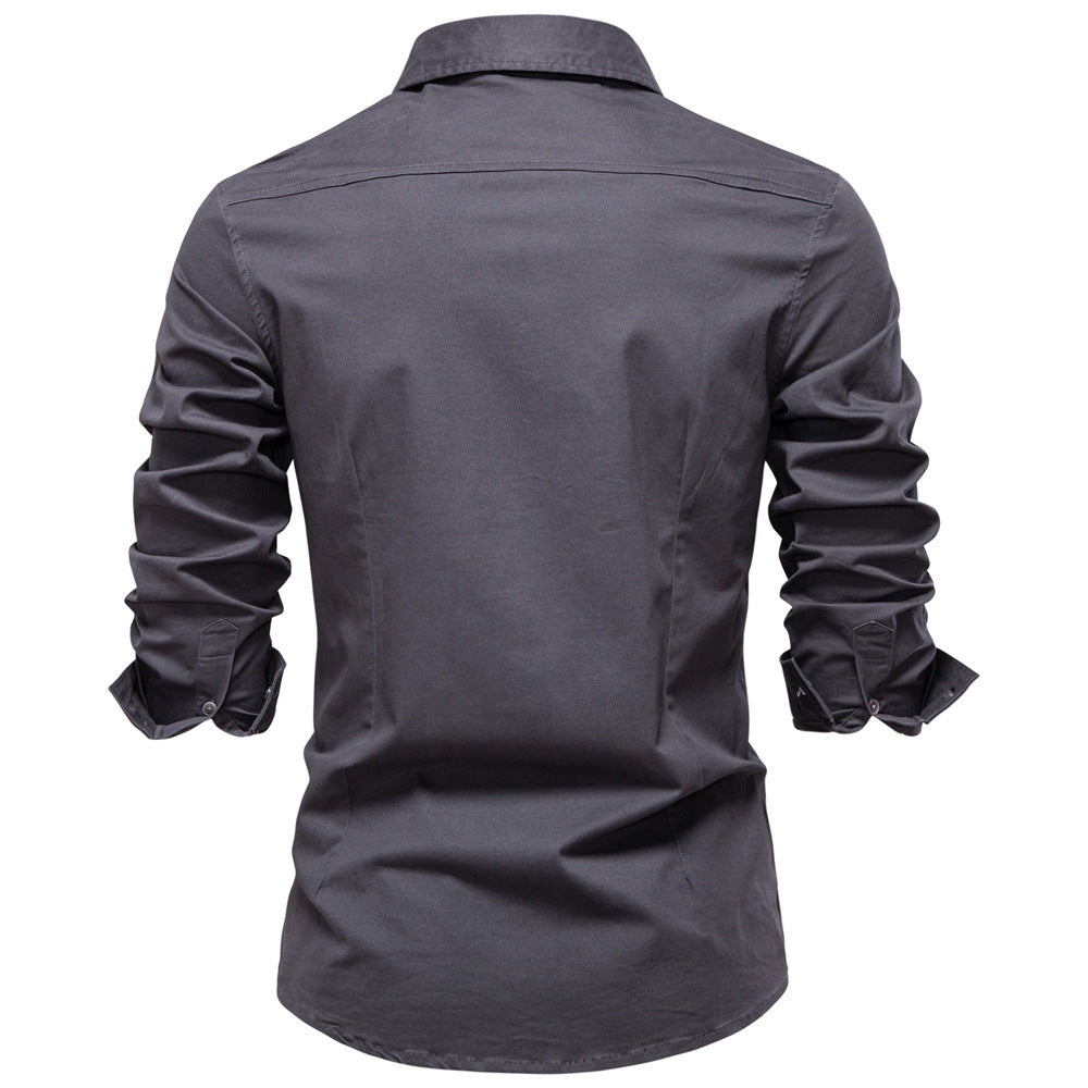 Classic Cotton Blend Button-Up Shirt - Ahaselected