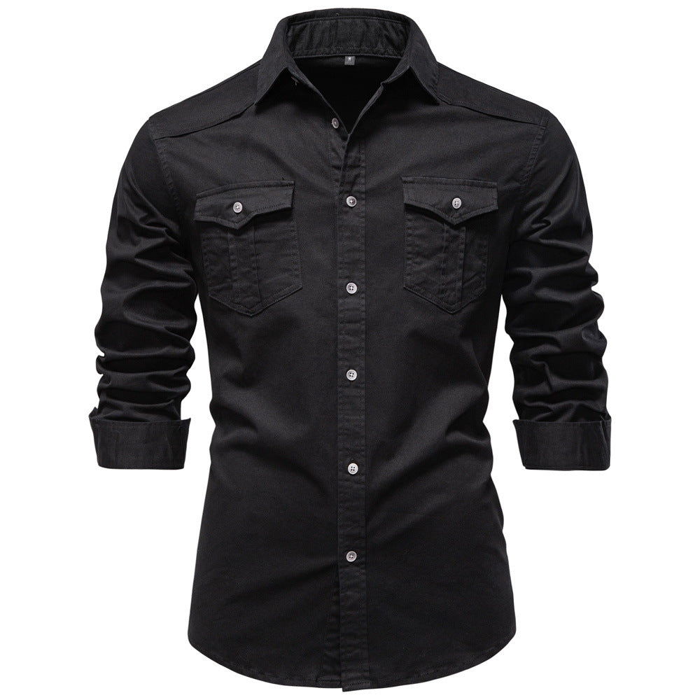 Classic Cotton Blend Button-Up Shirt - Ahaselected