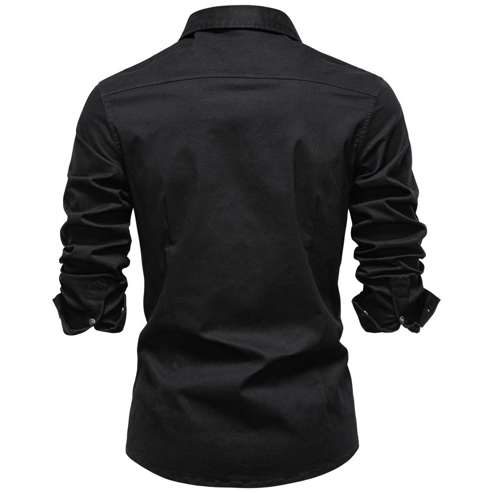 Classic Cotton Blend Button-Up Shirt - Ahaselected