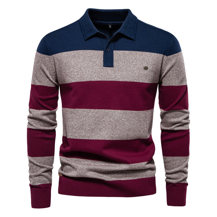 Long Sleeve Colorblock Polo Sweater