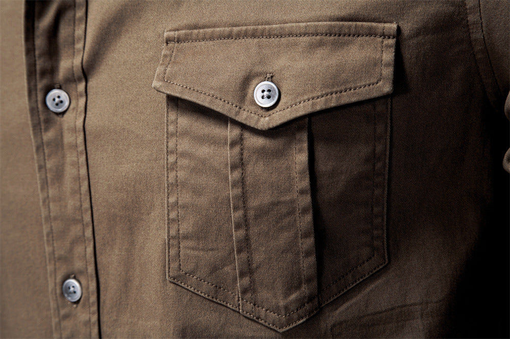 Classic Cotton Blend Button-Up Shirt - Ahaselected