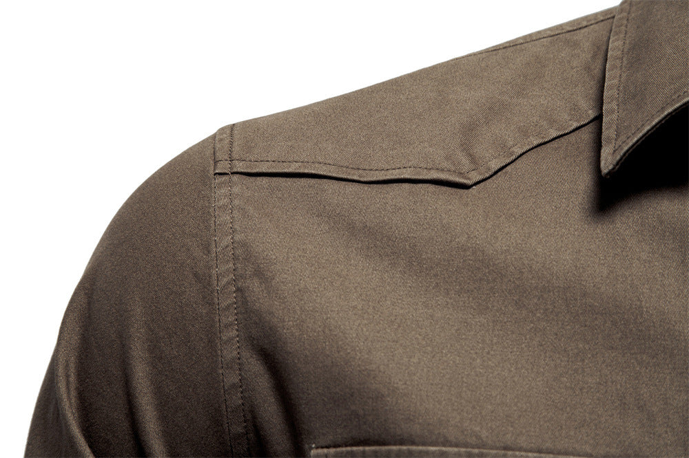 Classic Cotton Blend Button-Up Shirt - Ahaselected