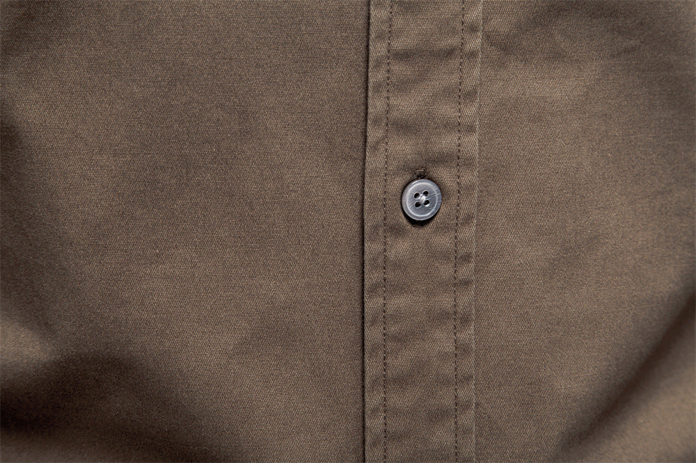 Classic Cotton Blend Button-Up Shirt - Ahaselected