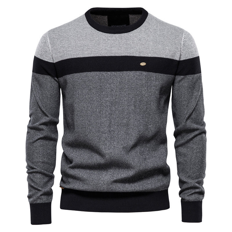 Colorblock Long Sleeve Pullover Sweater - Ahaselected