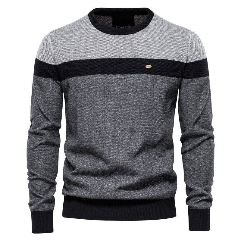 Colorblock Long Sleeve Pullover Sweater - Ahaselected