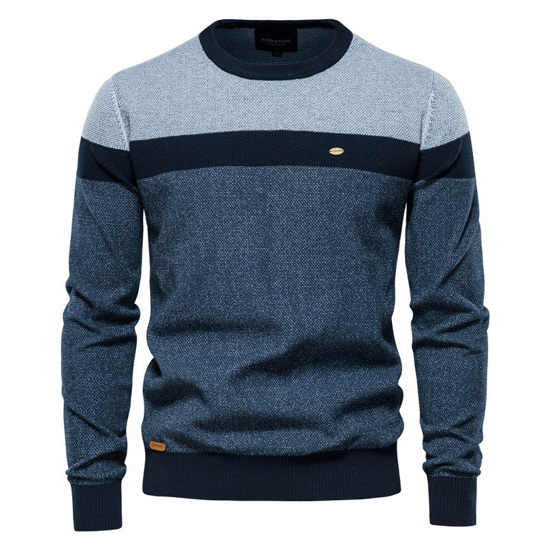 Colorblock Long Sleeve Pullover Sweater - Ahaselected