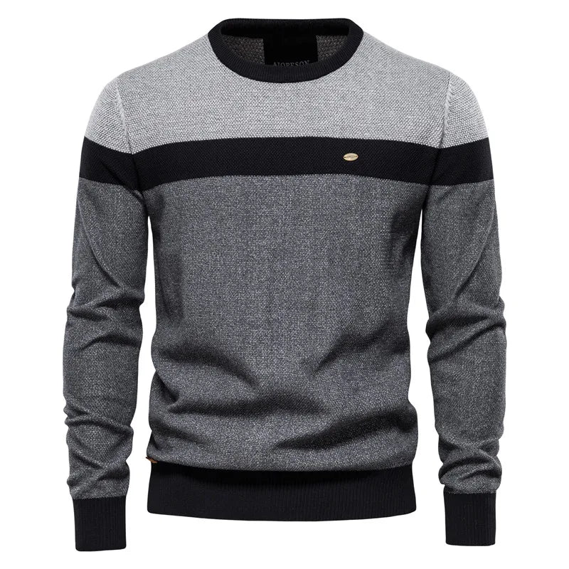 Colorblock Long Sleeve Pullover Sweater - Ahaselected