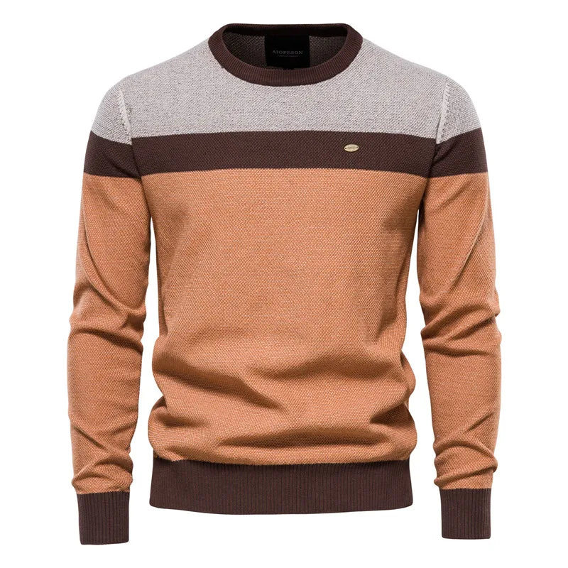 Colorblock Long Sleeve Pullover Sweater - Ahaselected