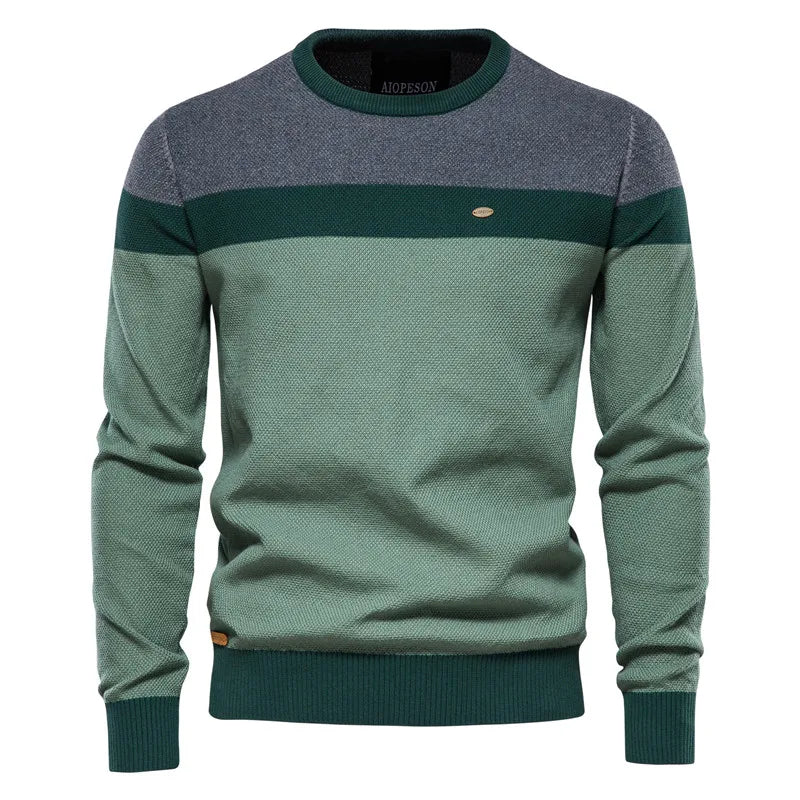 Colorblock Long Sleeve Pullover Sweater - Ahaselected