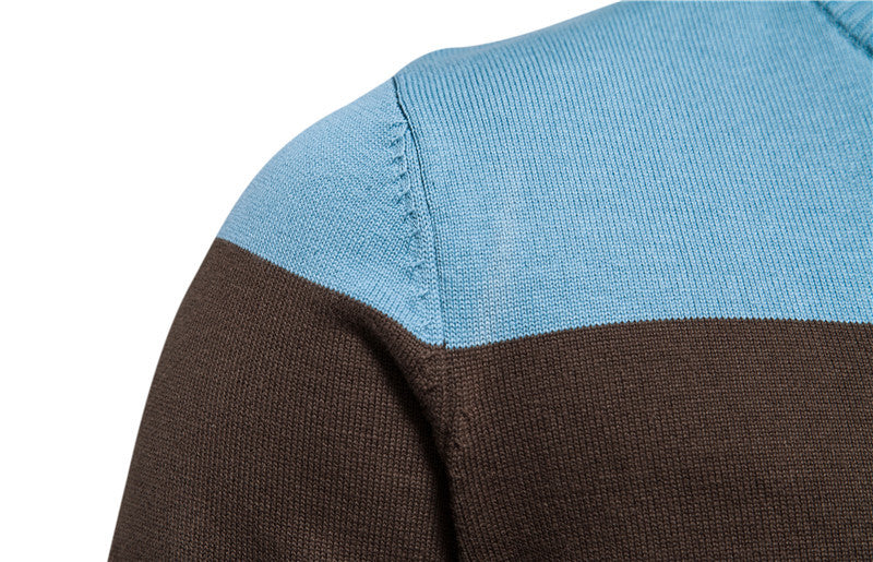 Classic Colorblock Zip-Up Knit Cardigan - Ahaselected