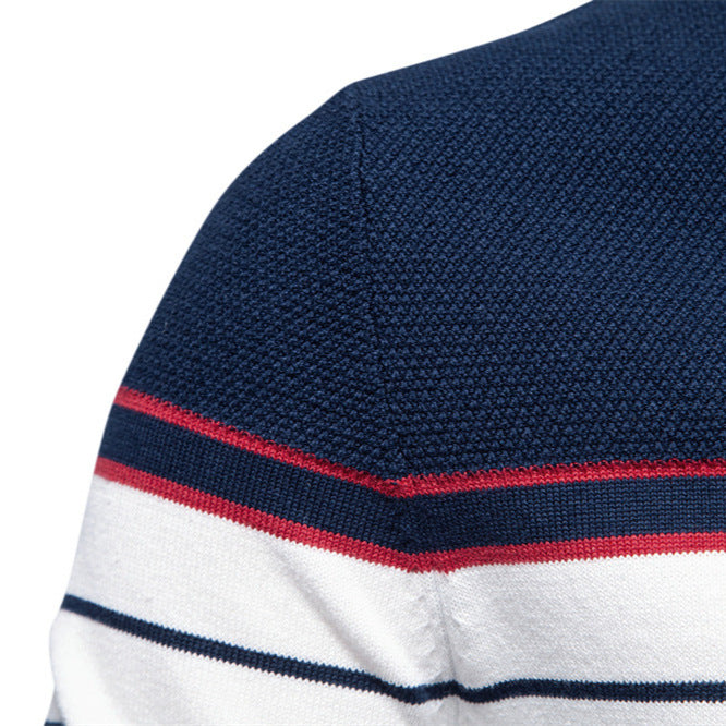 Classic Striped Crew Neck Knit Sweater - Ahaselected