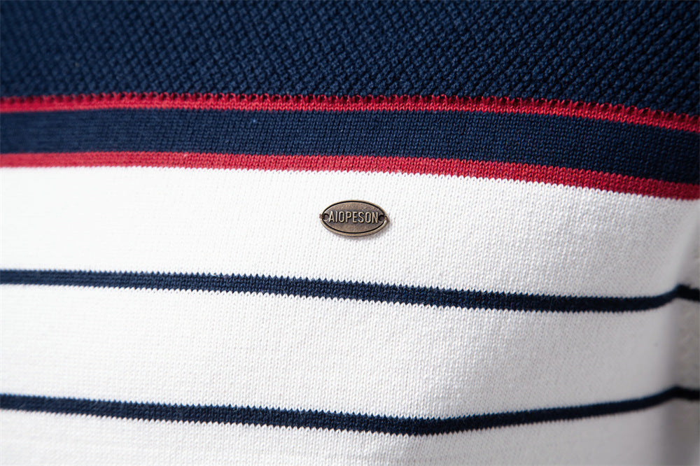 Classic Striped Crew Neck Knit Sweater - Ahaselected