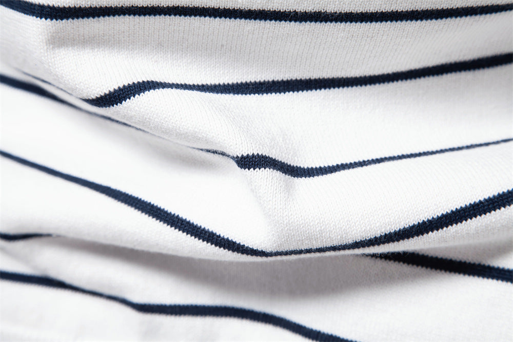 Classic Striped Crew Neck Knit Sweater - Ahaselected