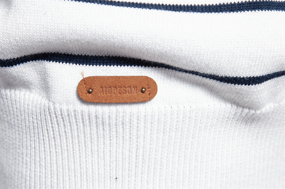 Classic Striped Crew Neck Knit Sweater - Ahaselected