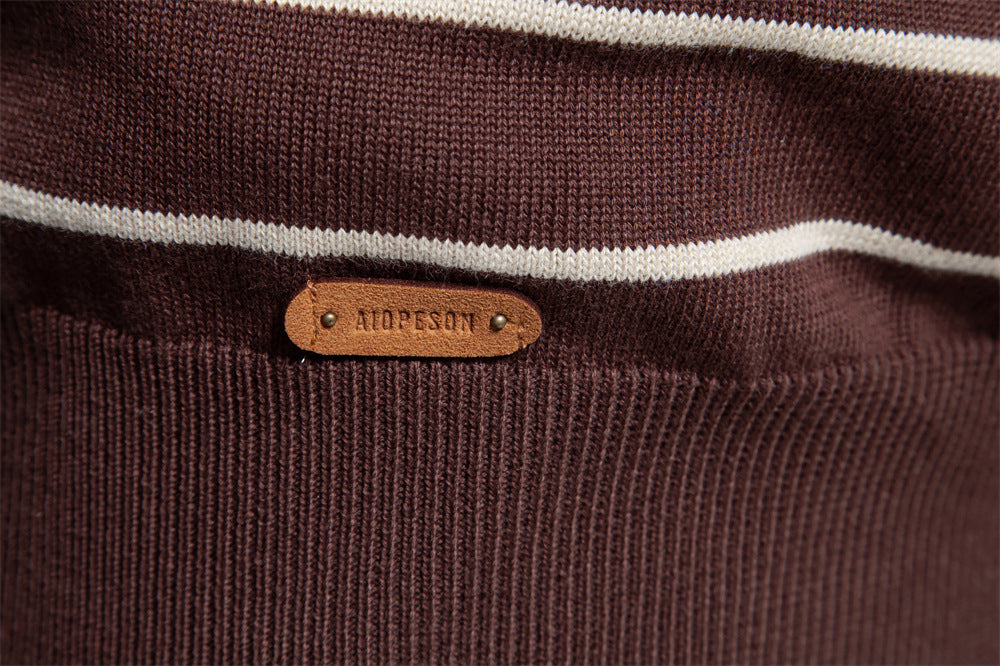 Classic Striped Crew Neck Knit Sweater - Ahaselected