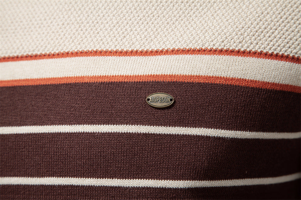 Classic Striped Crew Neck Knit Sweater - Ahaselected