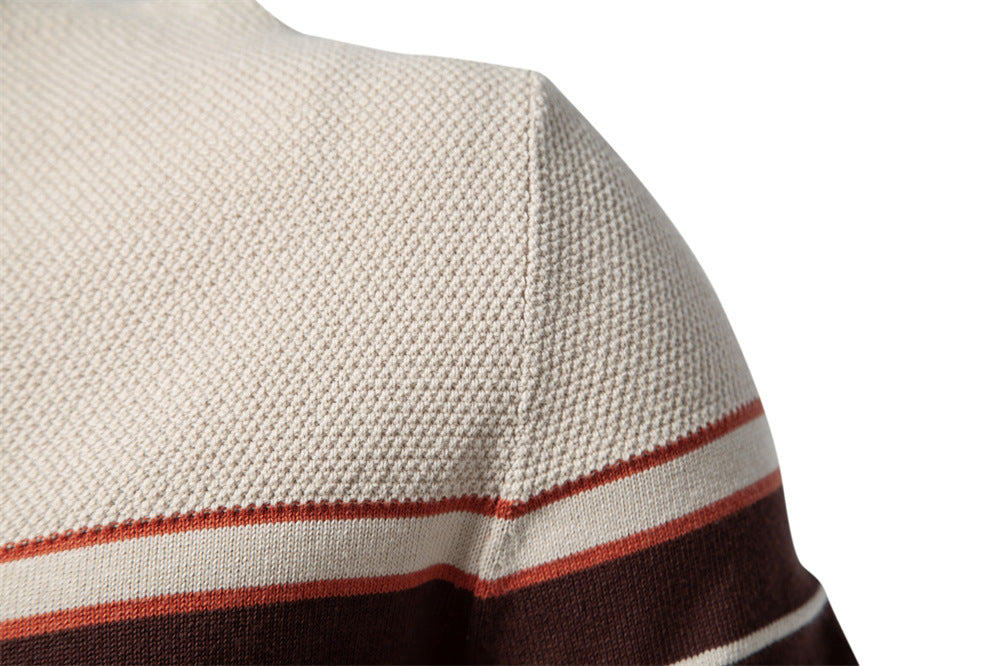 Classic Striped Crew Neck Knit Sweater - Ahaselected