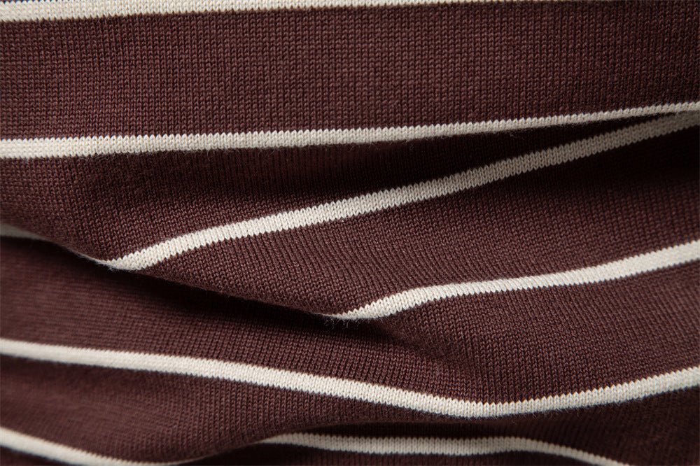 Classic Striped Crew Neck Knit Sweater - Ahaselected
