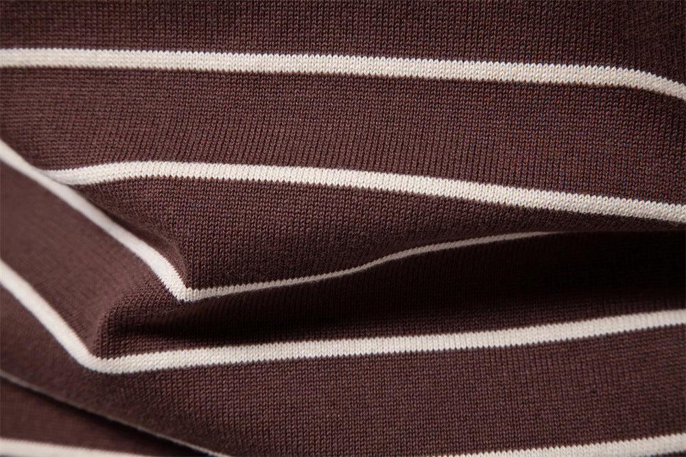 Classic Striped Crew Neck Knit Sweater - Ahaselected