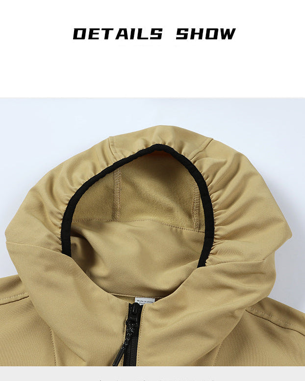 Fleece-Lined Athletic Hooded Full Zip Jacket - Ahaselected