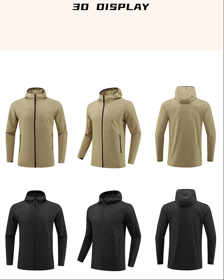 Fleece-Lined Athletic Hooded Full Zip Jacket - Ahaselected